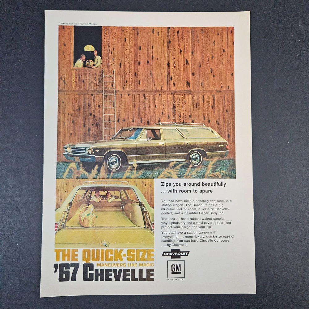 1967 Chevrolet Chevy Chevelle Concours Custom Wagon Quick-Size Vintage Print Ad
